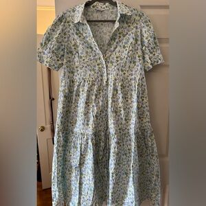 Crown & Ivy Blue and Green Floral Midi Dress